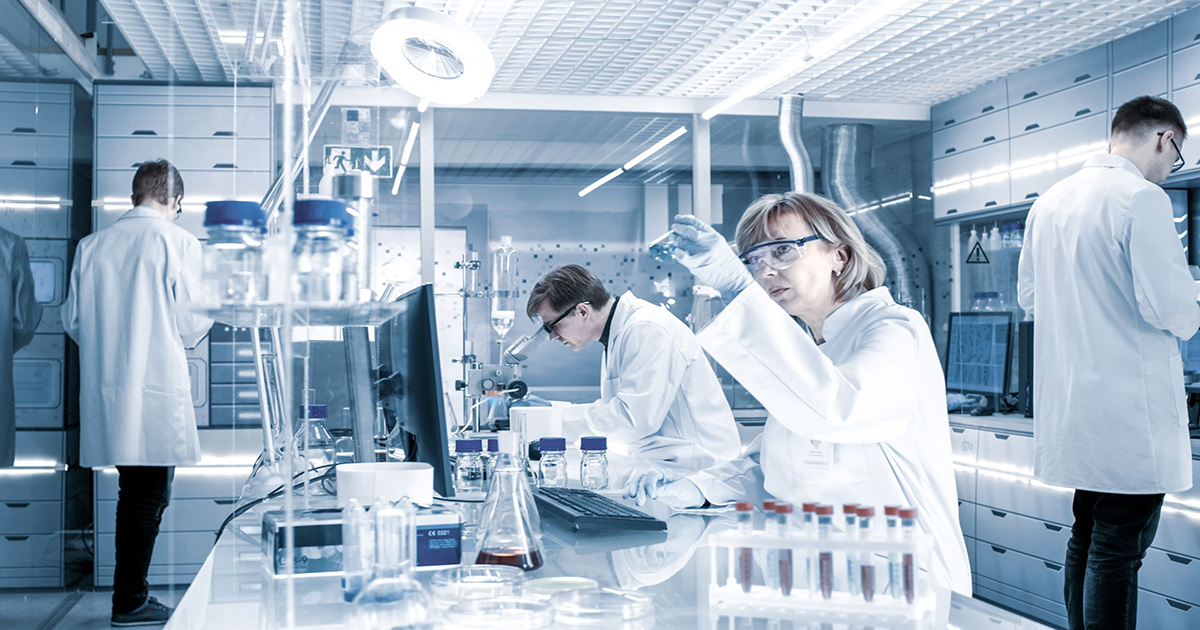 scientists working in blood bank